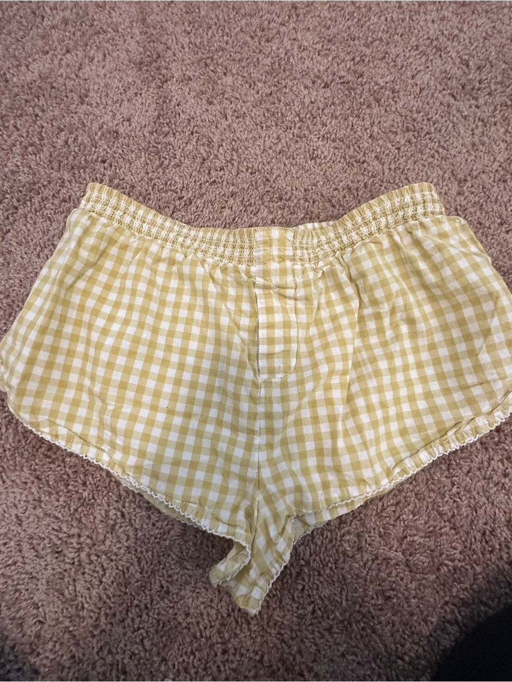 Anthropologie Yellow Gingham Elastic-Waist Sleep Shorts